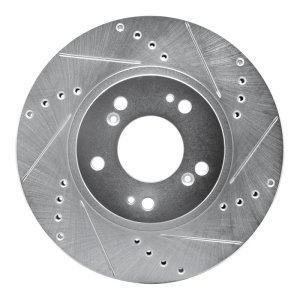 Mitsubishi Endeavor Brake Rotor (1) - Front Right - R1 Concepts - Drilled & Slotted - Silver - `04-`11